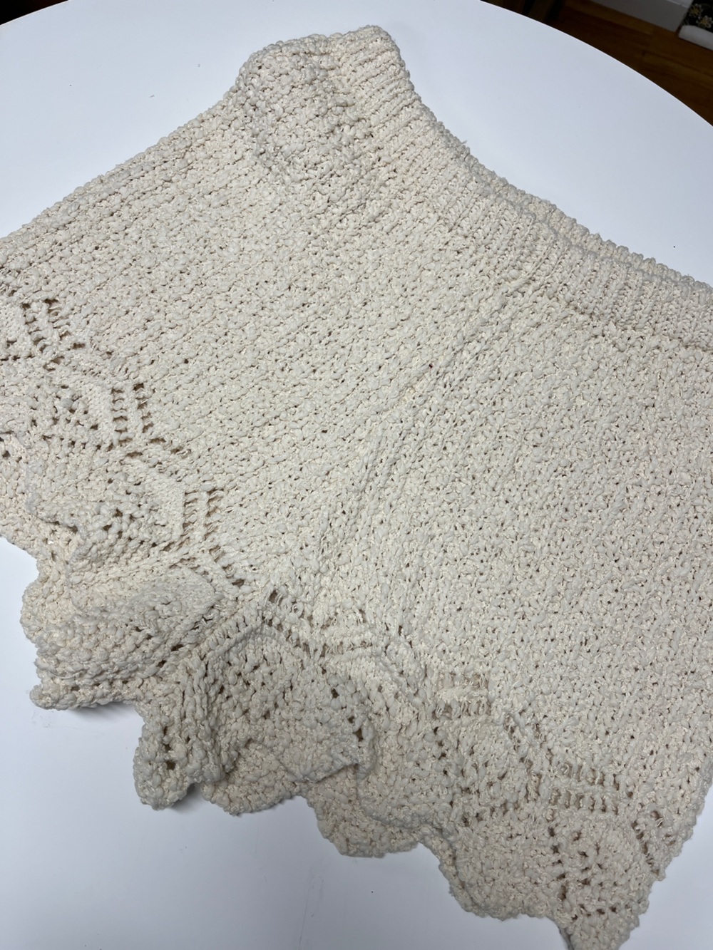 Bluivy Crochet knit Women’s M shorts openwork chevron scalloped hem stretch